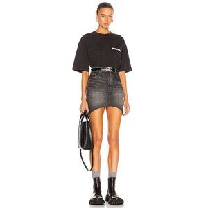 Balenciaga Washed Black Denim Mini Hourglass Skirt, Size 2 (US) 34 (EU) NWT $795
